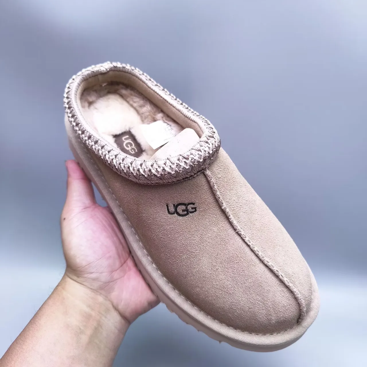 UGG Tasman Beige Suede-Like Slip-On Mule Casual Shoe 5
