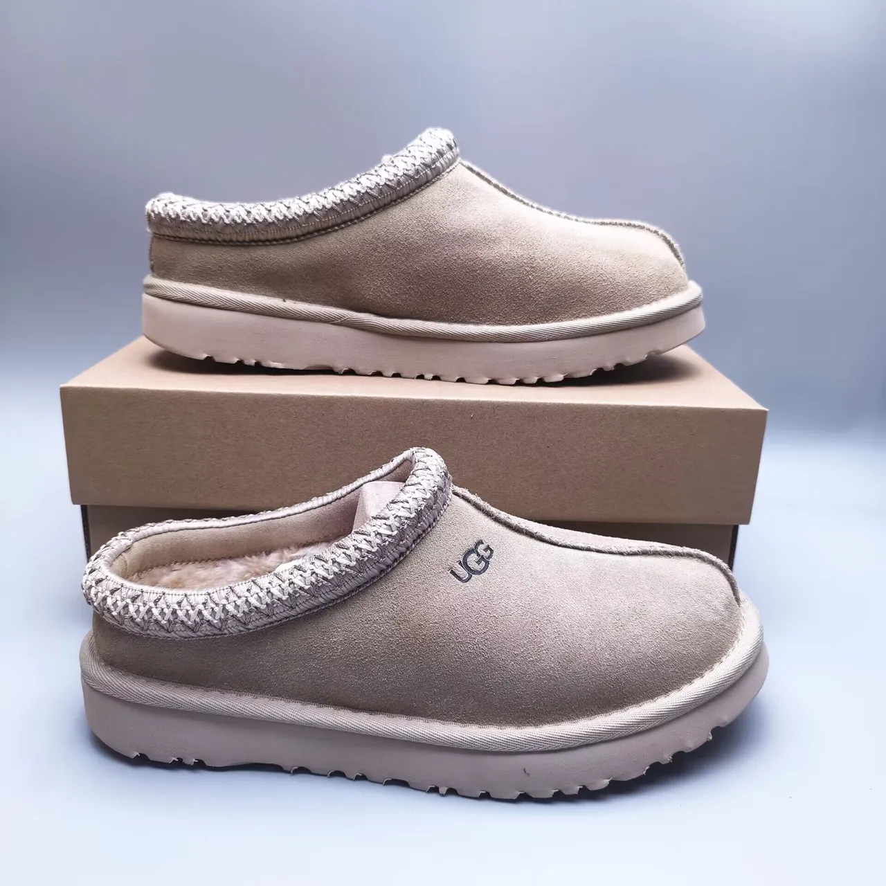 UGG Tasman Beige Suede-Like Slip-On Mule Casual Shoe 7