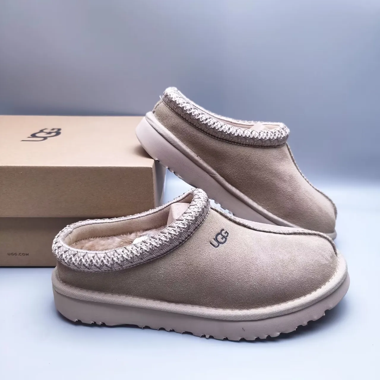 UGG Tasman Beige Suede-Like Slip-On Mule Casual Shoe 8