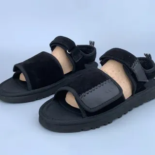 UGG Tasman Black Suede and Leather Casual Sandals