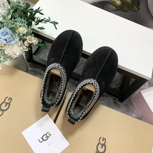 UGG Tasman Black Suede Platform Loafers 5