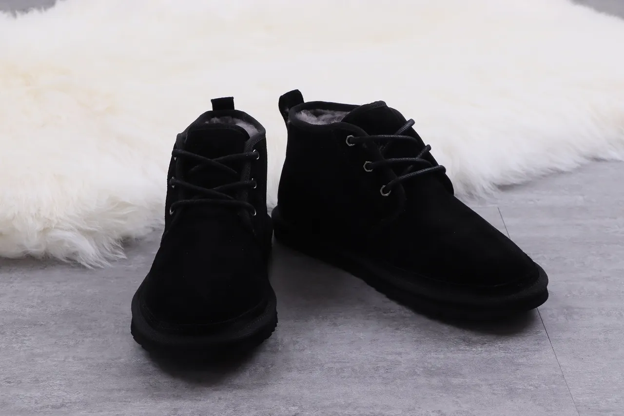 UGG Tasman काला चमड़े का फर लाइन लेस-अप एंक्ल बूट 4