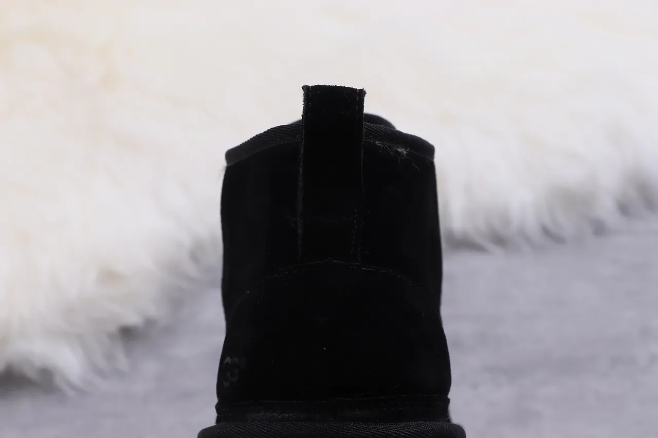 UGG Tasman काला चमड़े का फर लाइन लेस-अप एंक्ल बूट 6