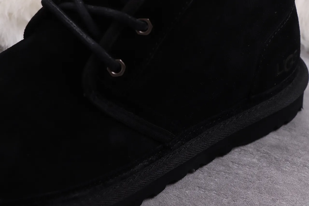 UGG Tasman काला चमड़े का फर लाइन लेस-अप एंक्ल बूट 8