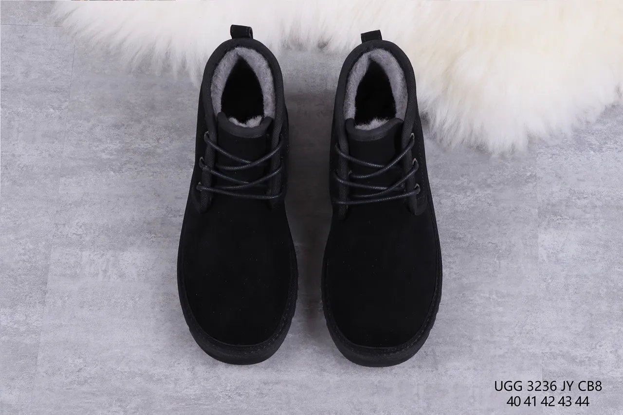 UGG टास्मान काला सुड शीयरलिंग-लाइन्ड लेस-अप स्नो बूट 9