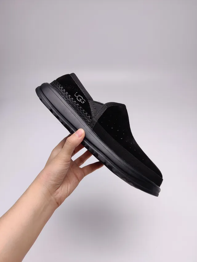 UGG تاسمان أحذية لفرز جلد سويدي أسود بدون لفافة 14