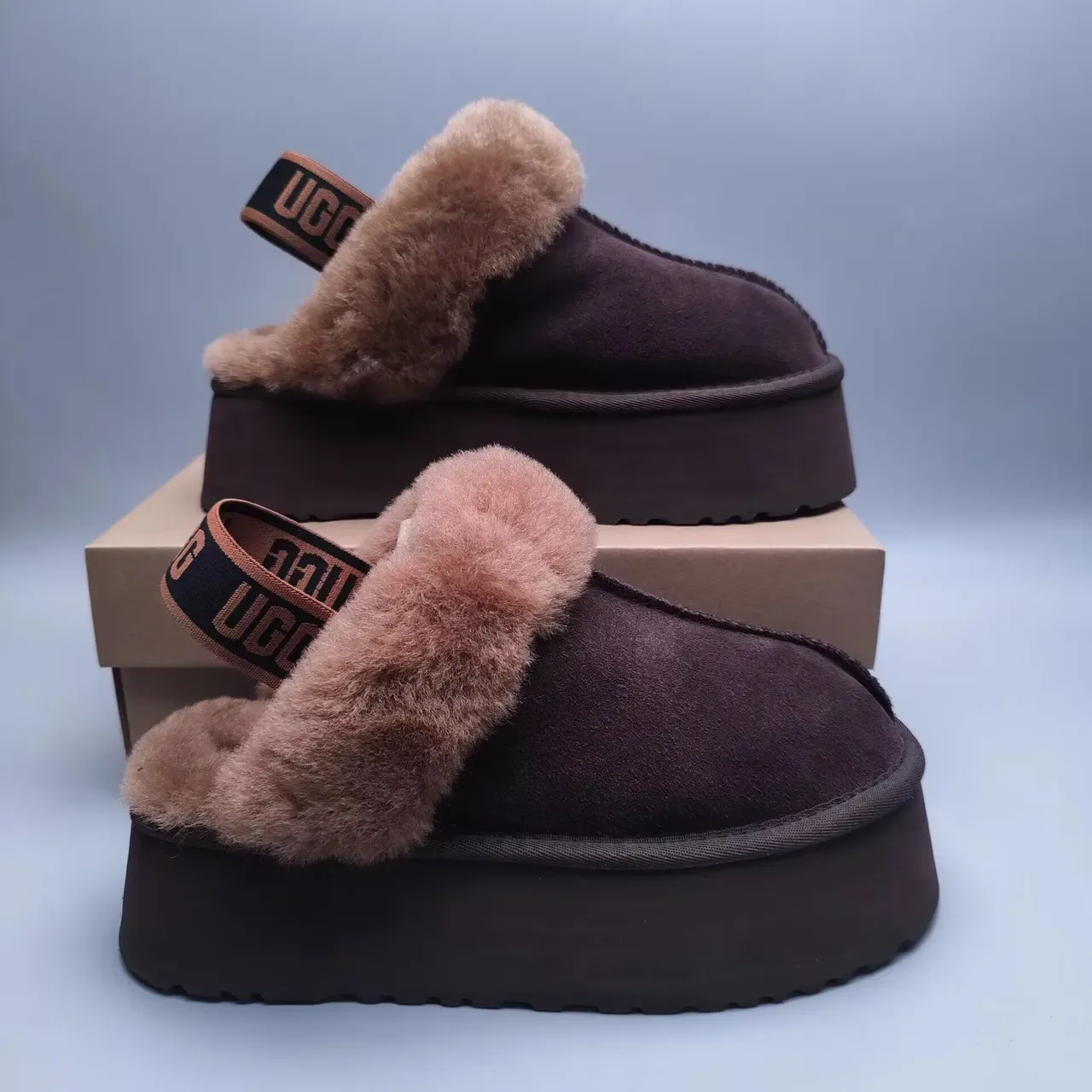 UGG Tasman Marron Beige Solaire de plateforme Shearling-Trimmed Chaussures Casuales 6