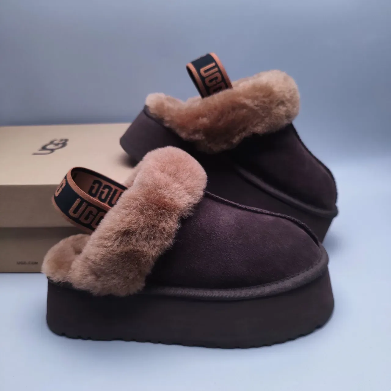 UGG Tasman Marron Beige Solaire de plateforme Shearling-Trimmed Chaussures Casuales 7