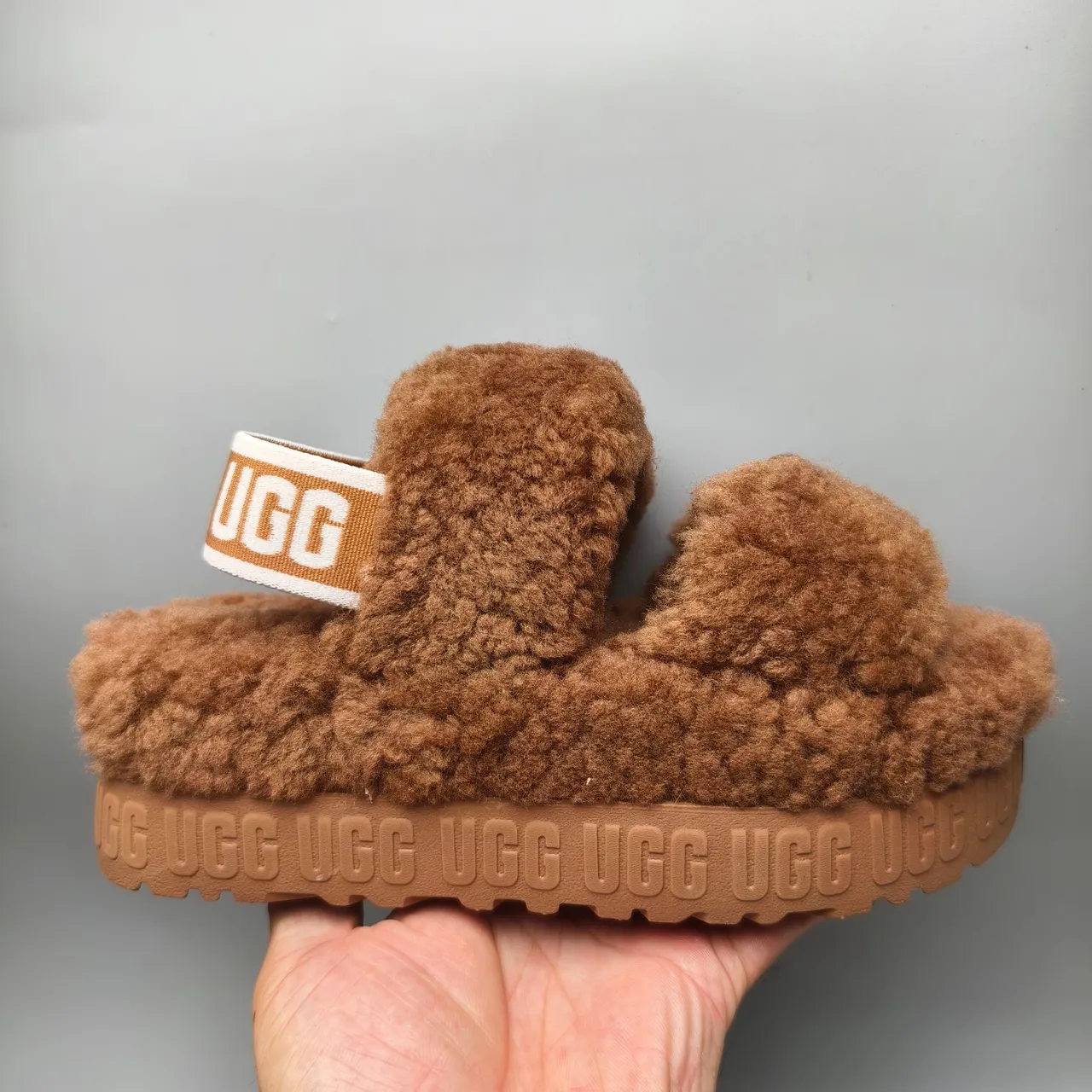 UGG Tasman Chestnut Brown Shearling Platform Slippers 2