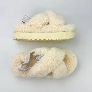 UGG Tasman Cream Shearling Cross-Strap Slippers