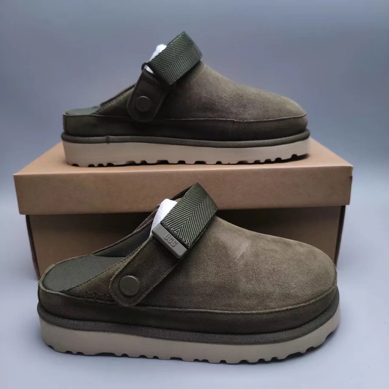UGG Tasman 橄榄色麂皮平台拖鞋 6