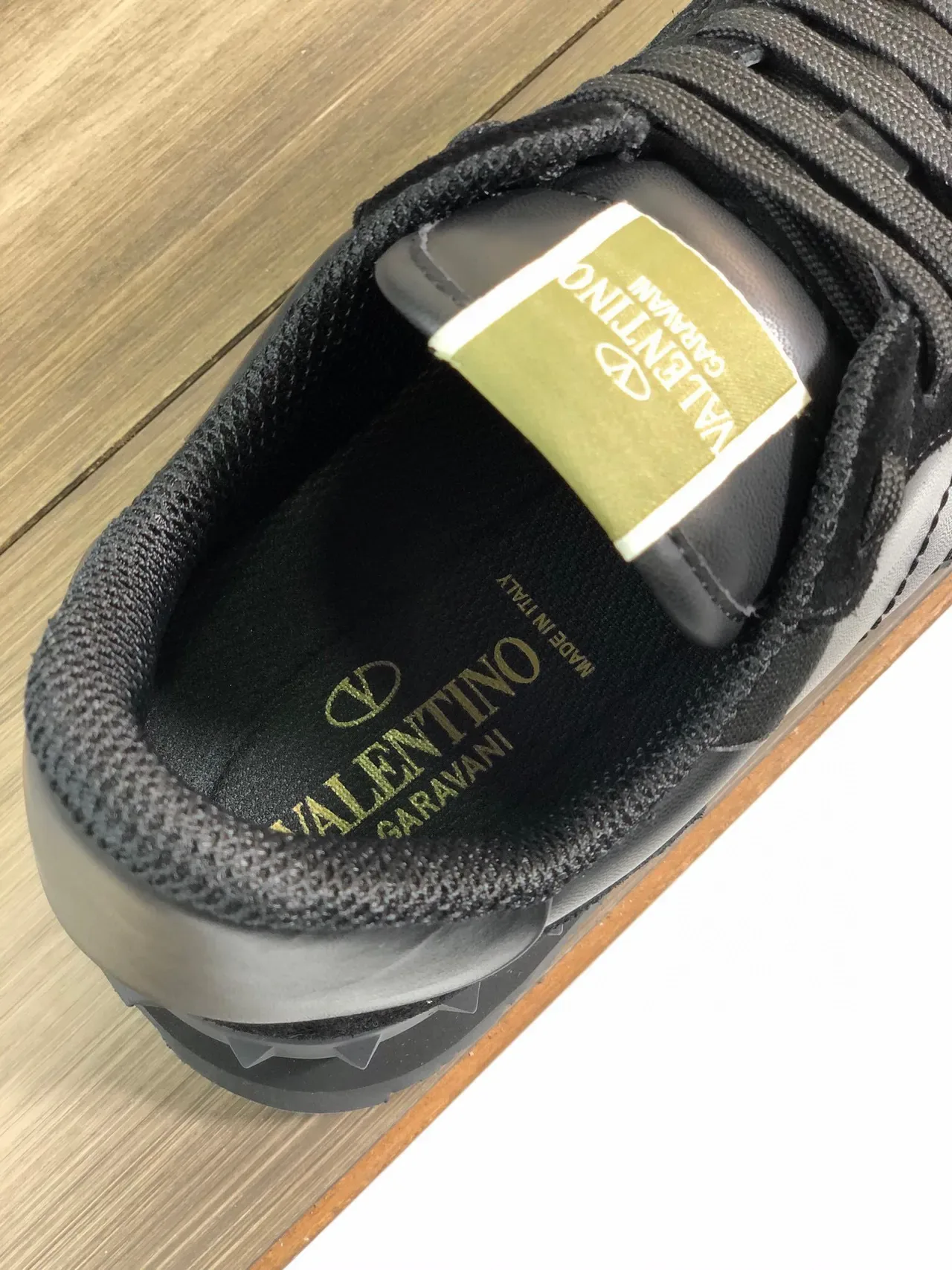 Valentino Black Gray Rockstud-Studded Midsole Camouflage Paneling Lifestyle Sneakers 2