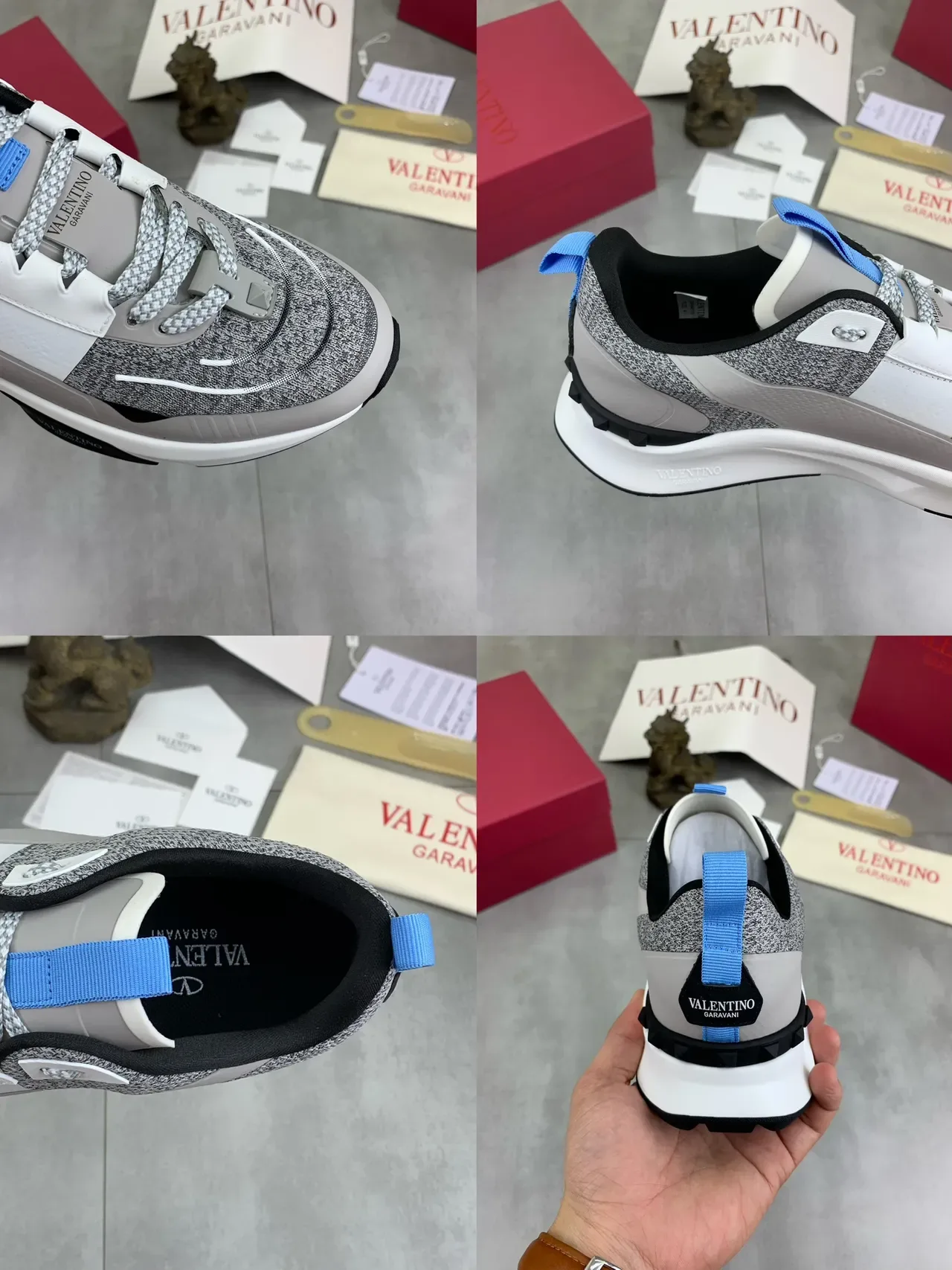 Valentino 灰白 粗厚平台鞋底 混色针织鞋面 生活方式休闲鞋 2