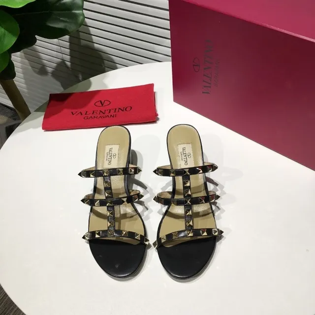 Valentino Rockstud Sandalias Gladiator de Tacón Bloque Negro con Tachuelas de Triple Correa 2