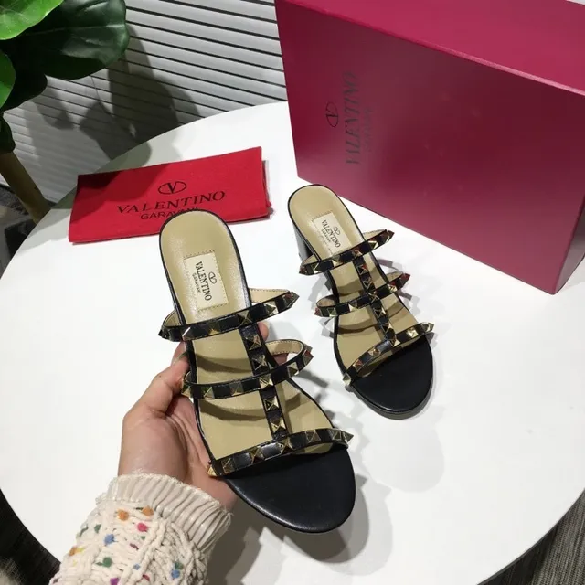 Valentino Rockstud Sandalias Gladiator de Tacón Bloque Negro con Tachuelas de Triple Correa 7