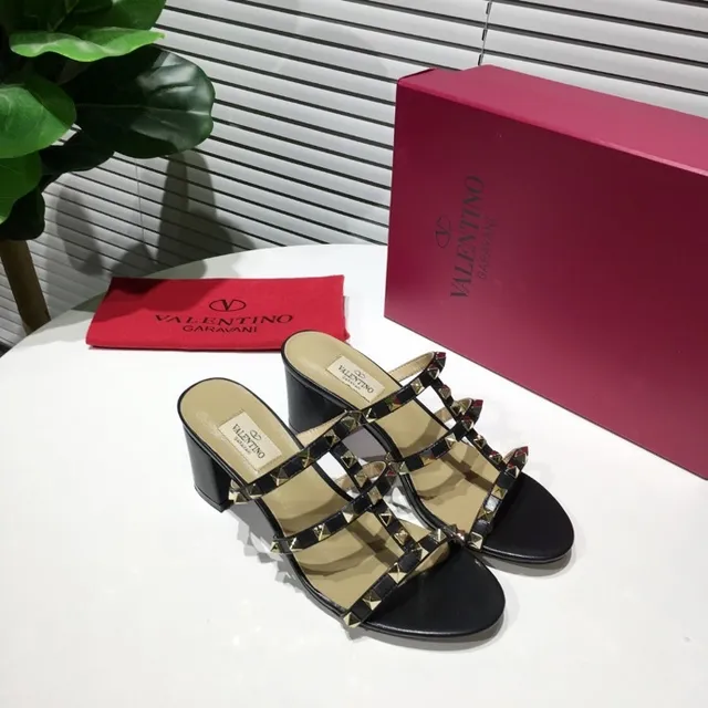 Valentino Rockstud Sandalias Gladiator de Tacón Bloque Negro con Tachuelas de Triple Correa 8