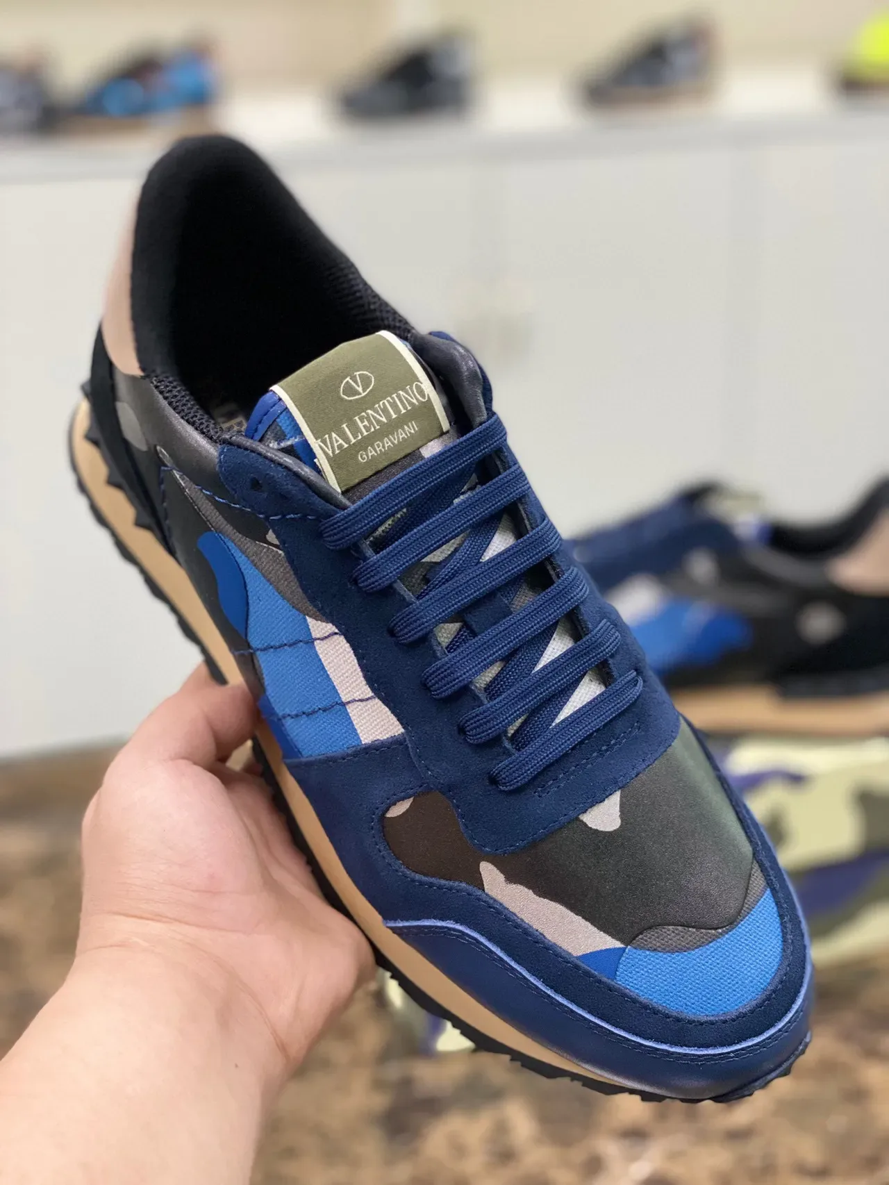 Valentino Rockstud Camouflage Navy Lifestyle Sneakers 2