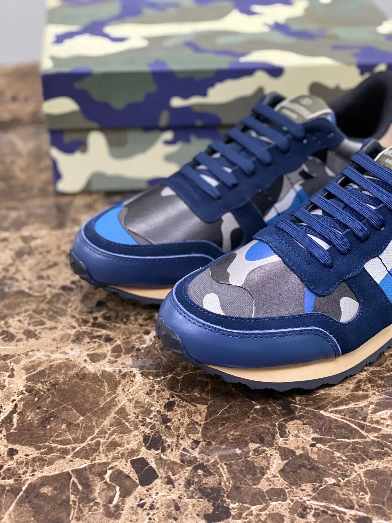 Valentino Rockstud Camouflage Navy Lifestyle Sneakers 4