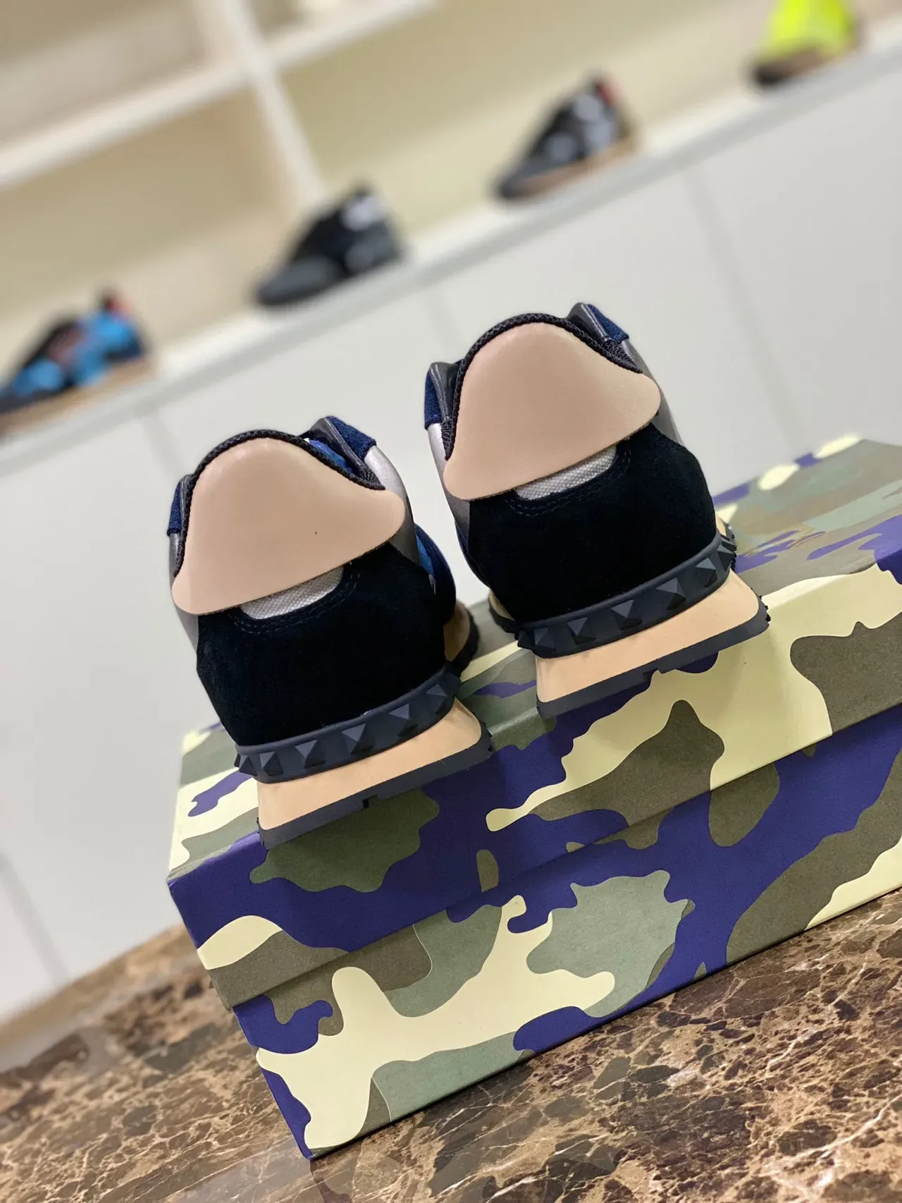Valentino Rockstud Camouflage Navy Lifestyle Sneakers 6