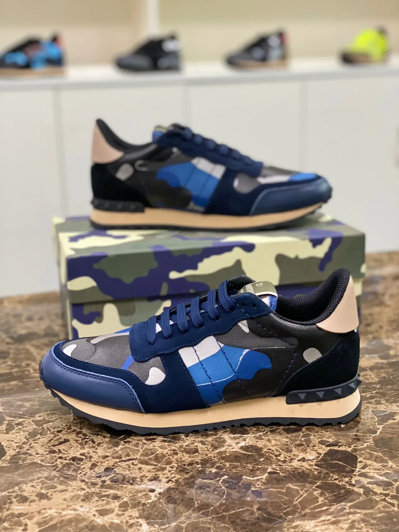 Valentino Rockstud Camouflage Navy Lifestyle Sneakers 8