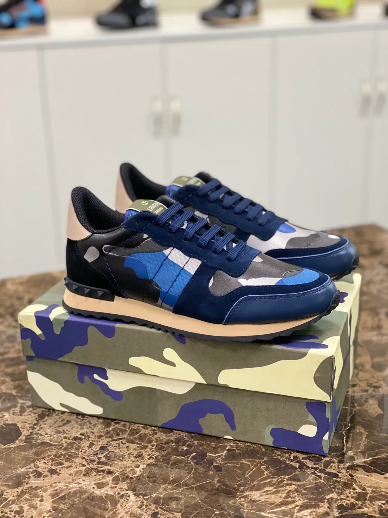 Valentino Rockstud Camouflage Navy Lifestyle Sneakers 9