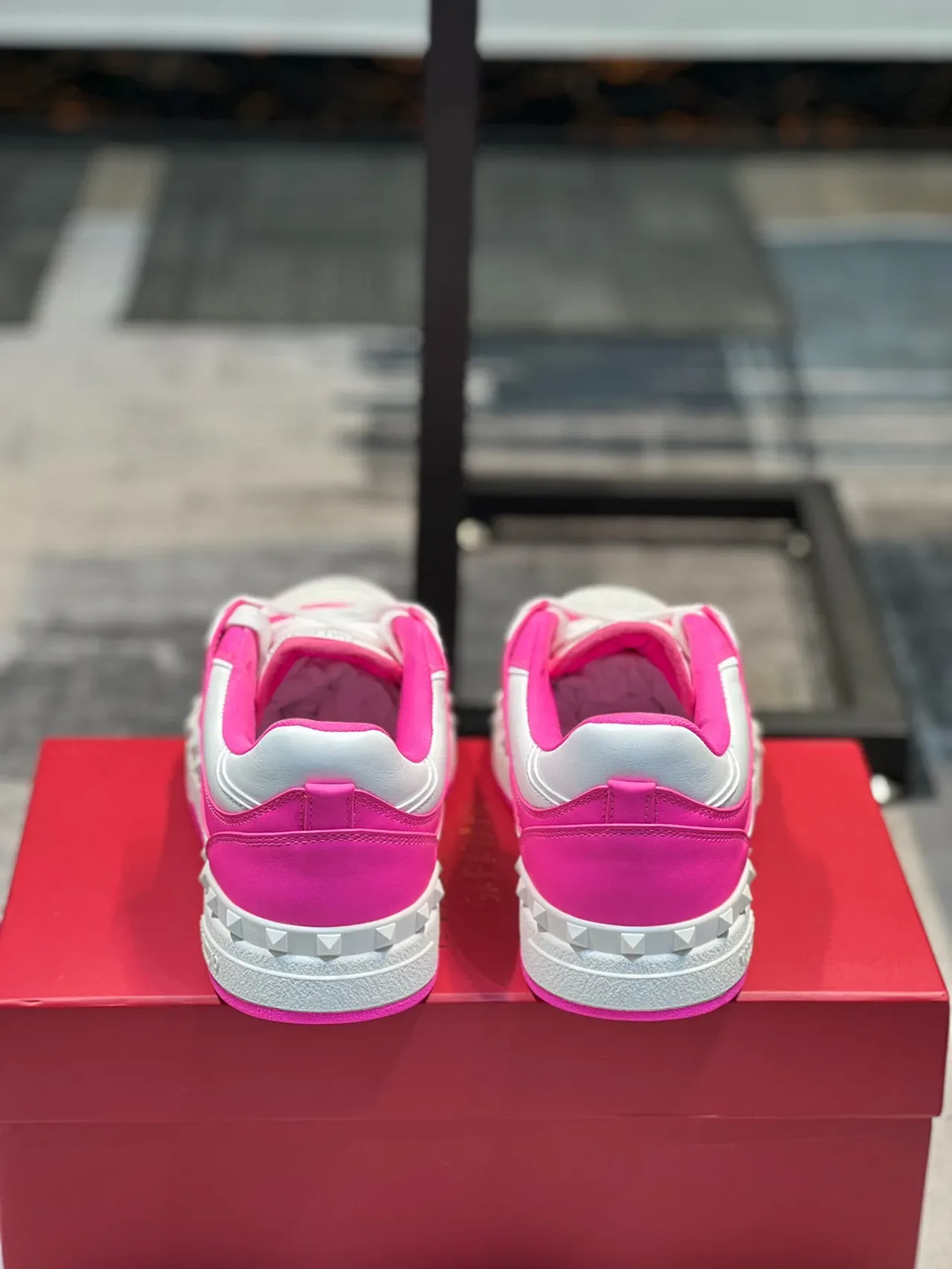 Valentino Rockstud Pink and White Platform Lifestyle Sneakers 2