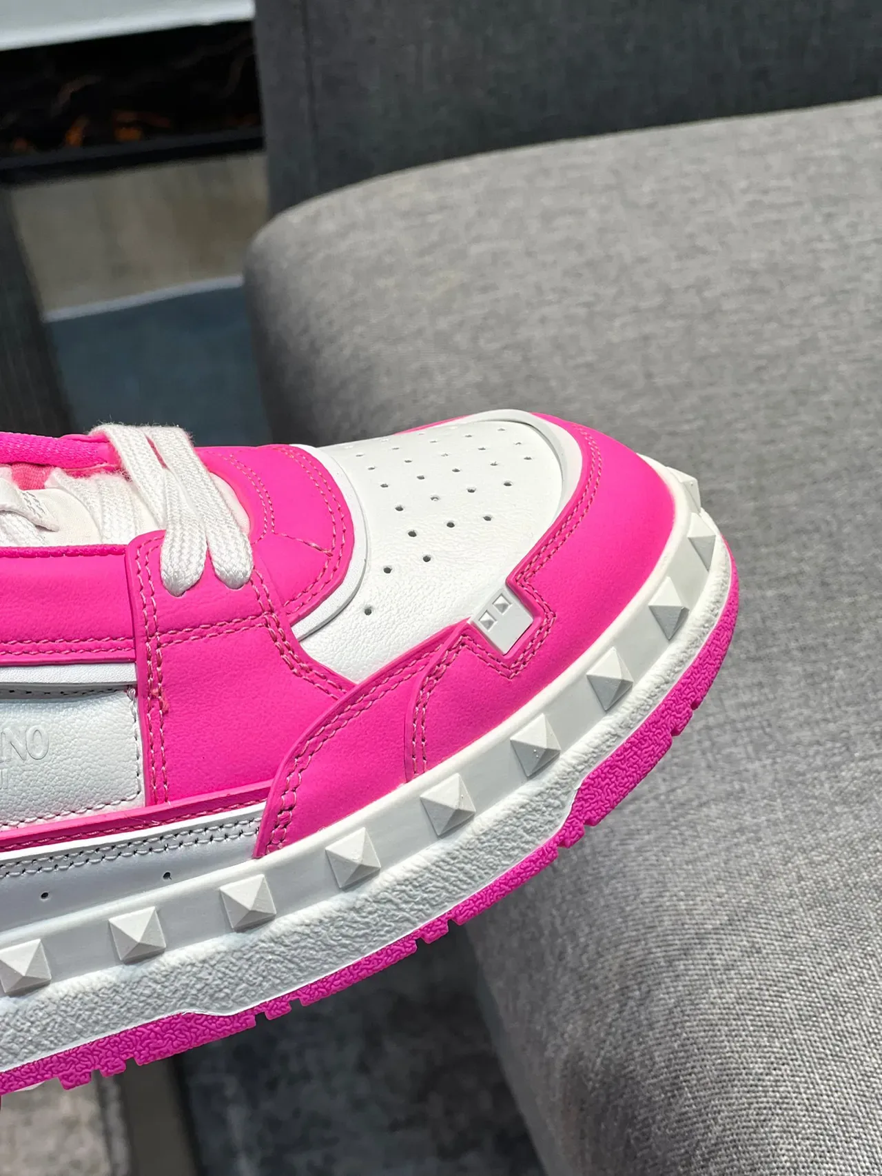 Valentino Rockstud Pink and White Platform Lifestyle Sneakers 3
