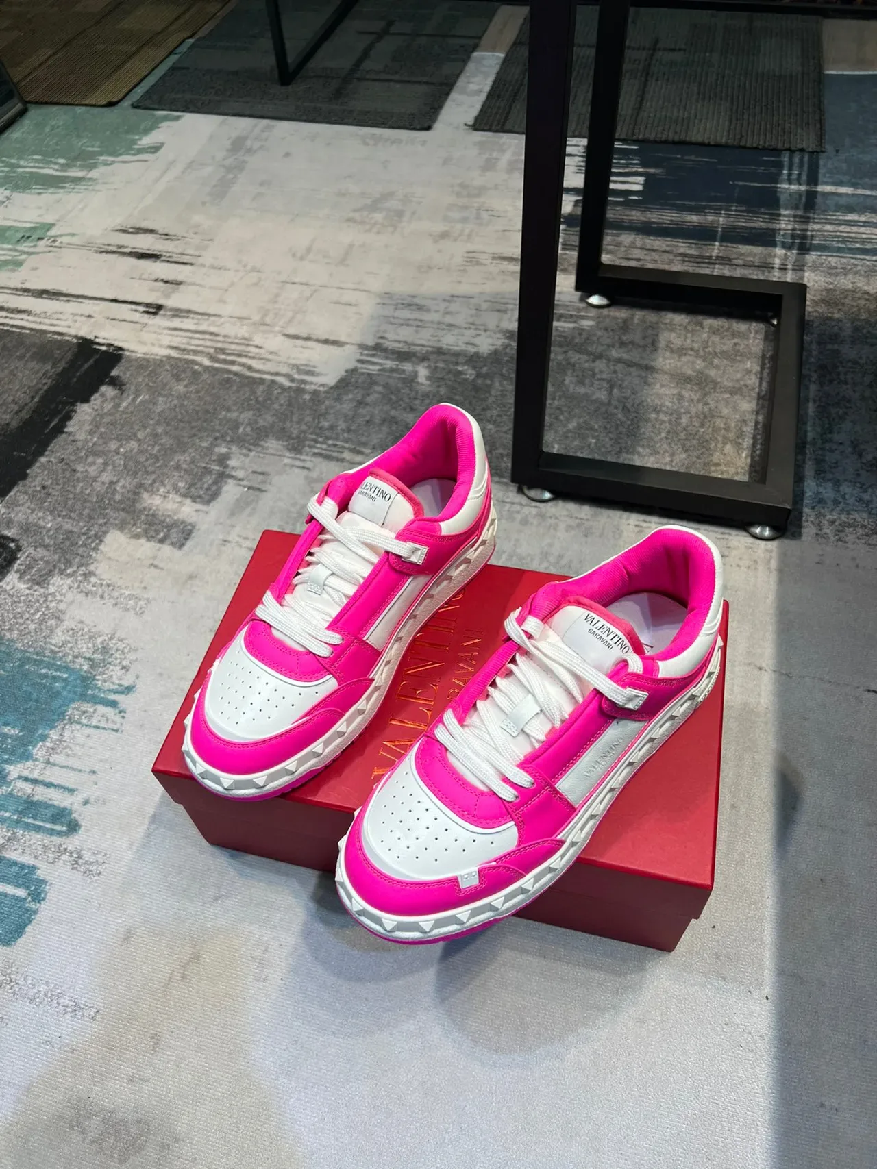 Valentino Rockstud Pink and White Platform Lifestyle Sneakers 5