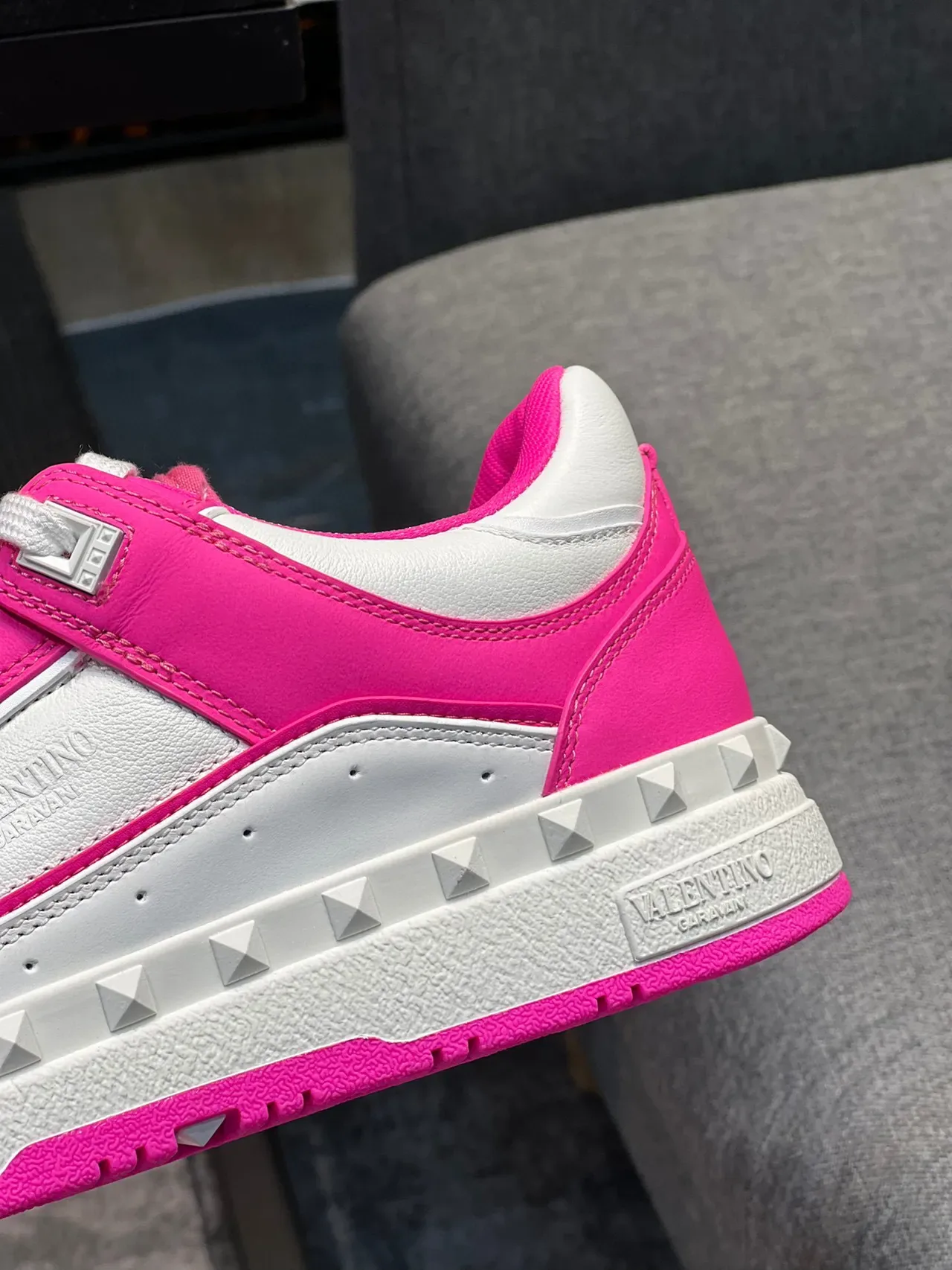 Valentino Rockstud Pink and White Platform Lifestyle Sneakers 8