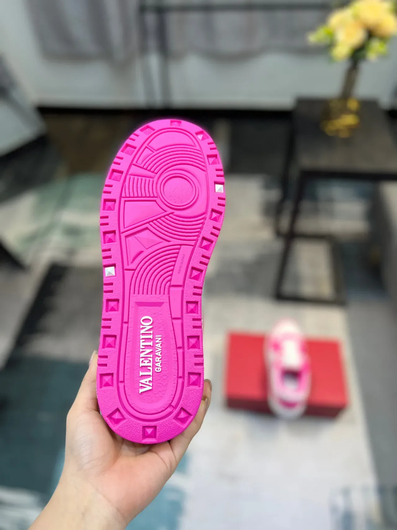 Valentino Rockstud Pink and White Platform Lifestyle Sneakers 9