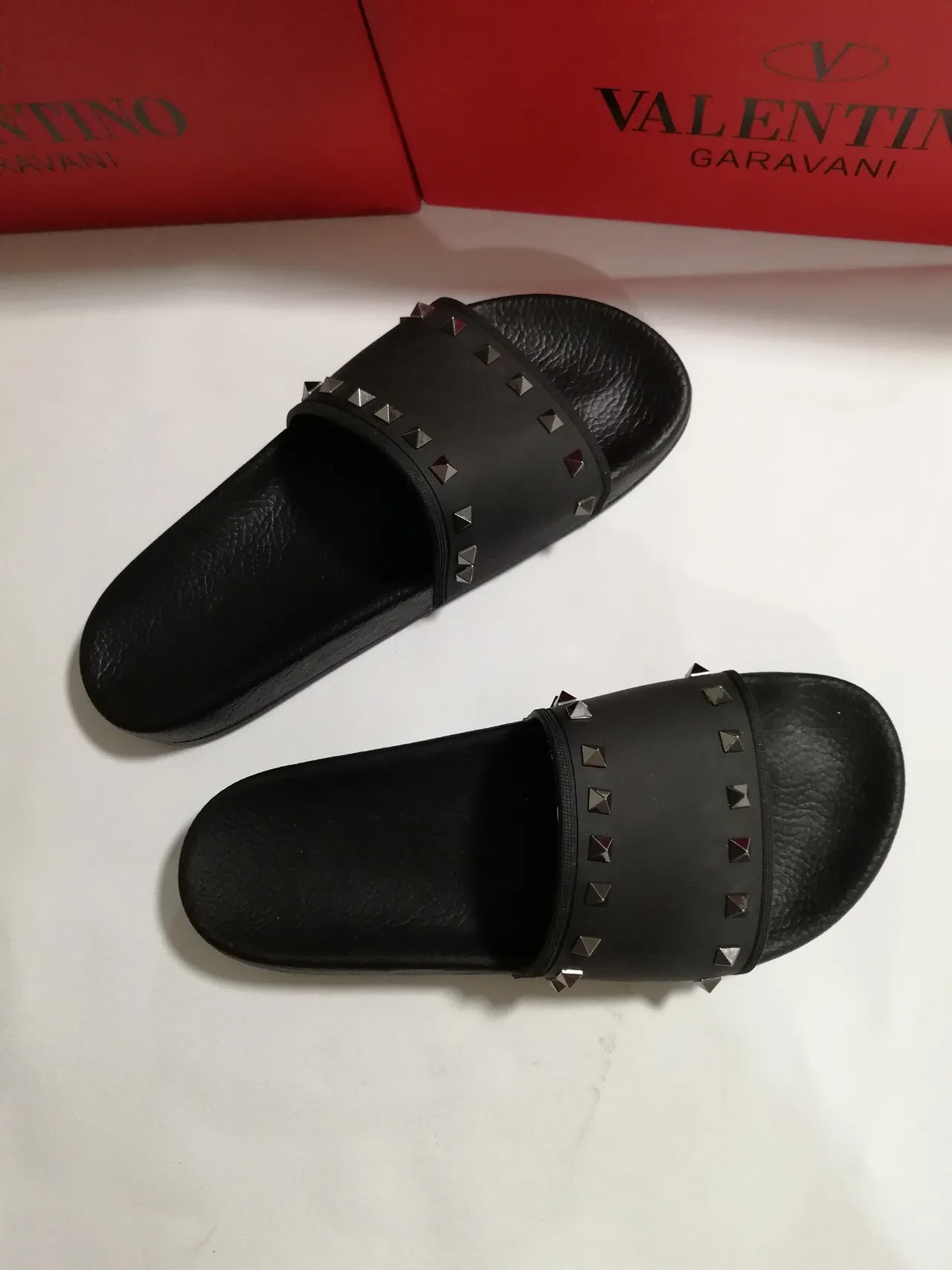 Valentino Rockstud Tachuelas Negras Zapatillas Slide 2
