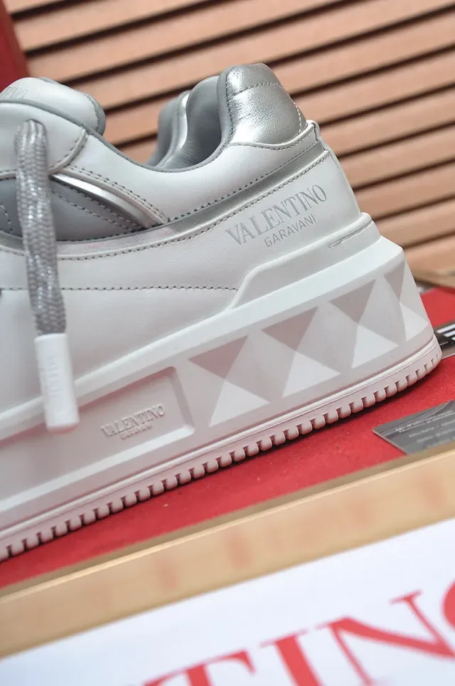 Valentino Rockstud White and Gray Lifestyle Sneakers 2