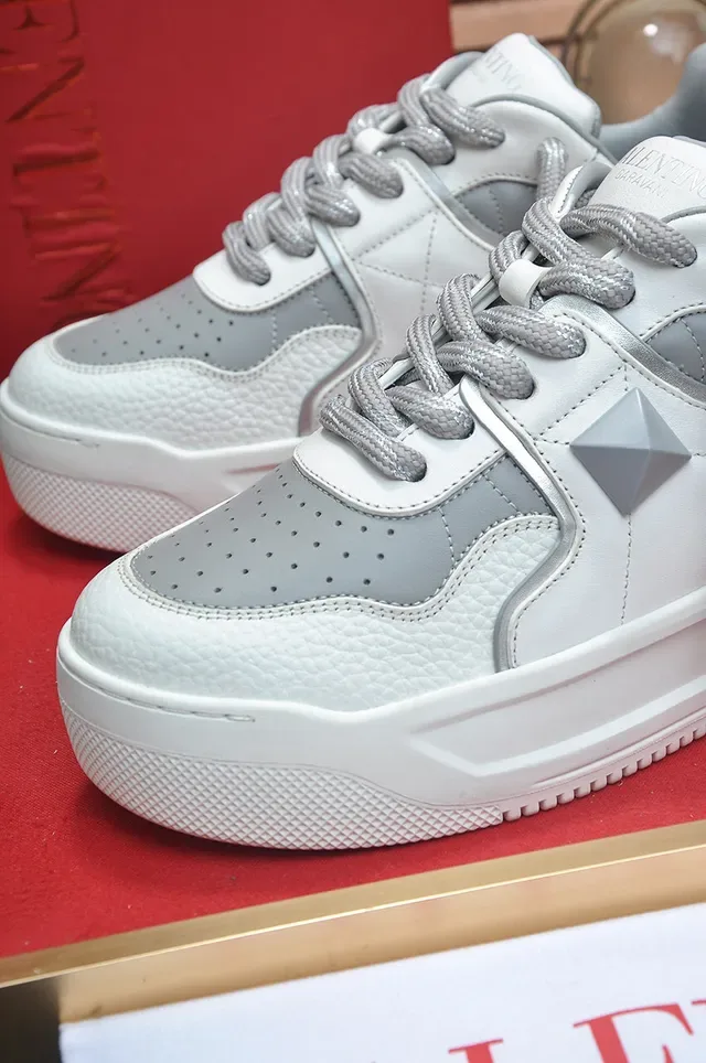 Valentino Rockstud White and Gray Lifestyle Sneakers 3