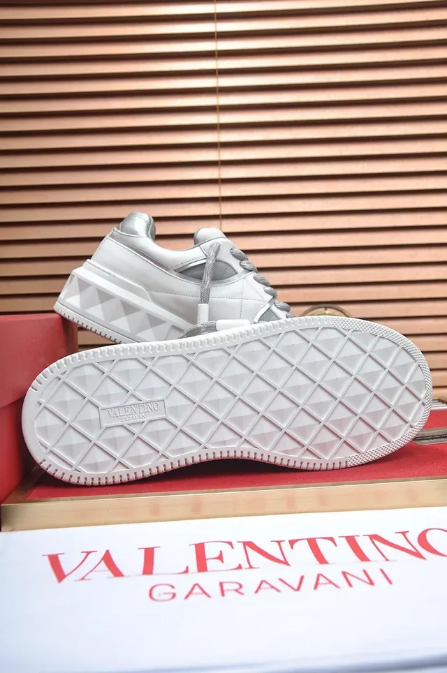 Valentino Rockstud White and Gray Lifestyle Sneakers 4
