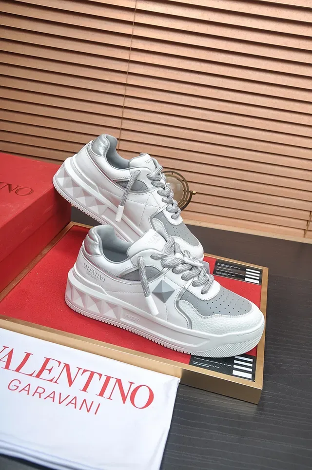 Valentino Rockstud White and Gray Lifestyle Sneakers 5