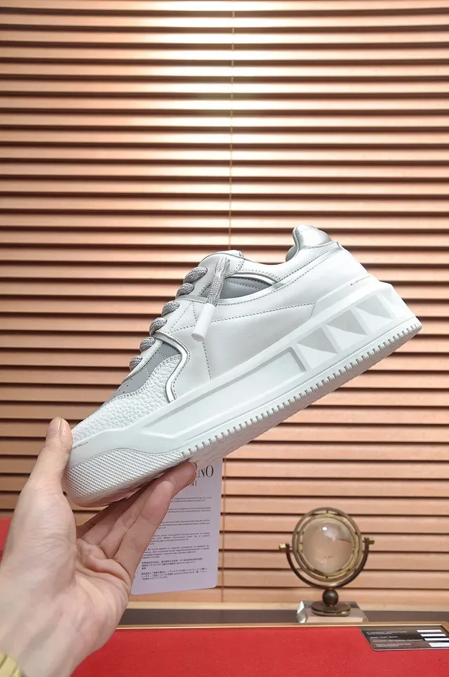 Valentino Rockstud White and Gray Lifestyle Sneakers 6