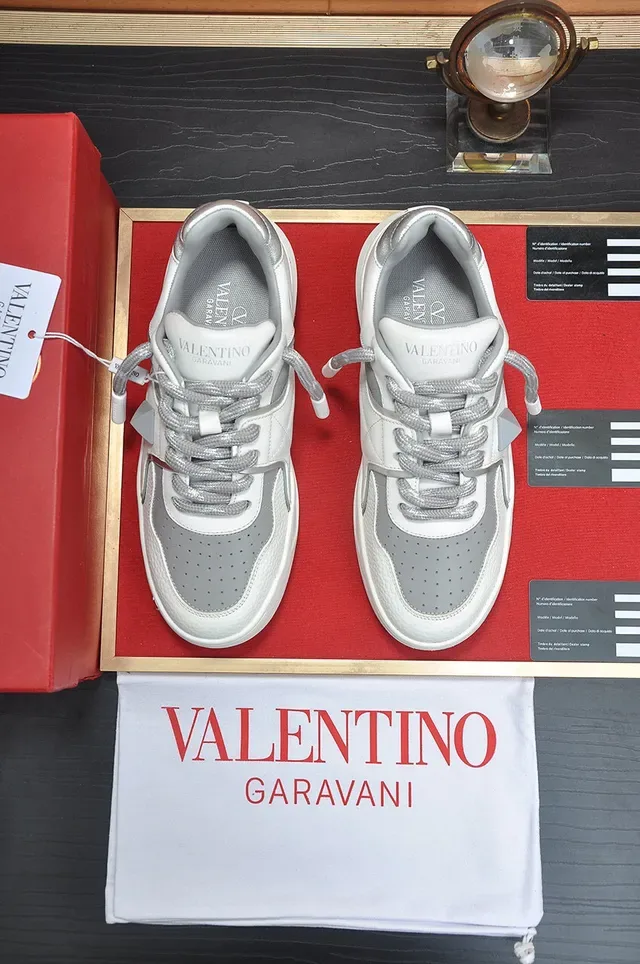 Valentino Rockstud White and Gray Lifestyle Sneakers 7