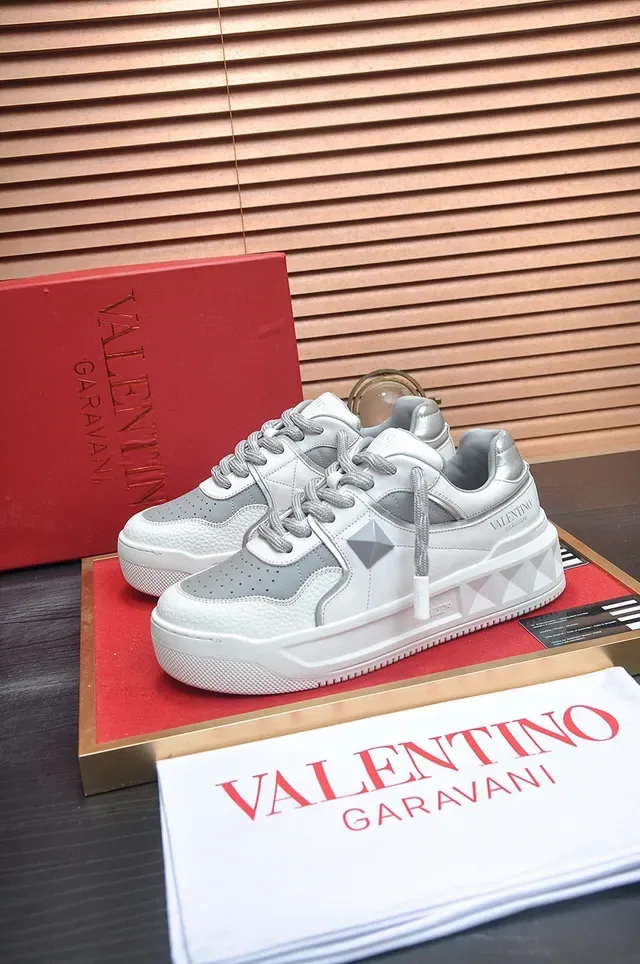Valentino Rockstud White and Gray Lifestyle Sneakers 8