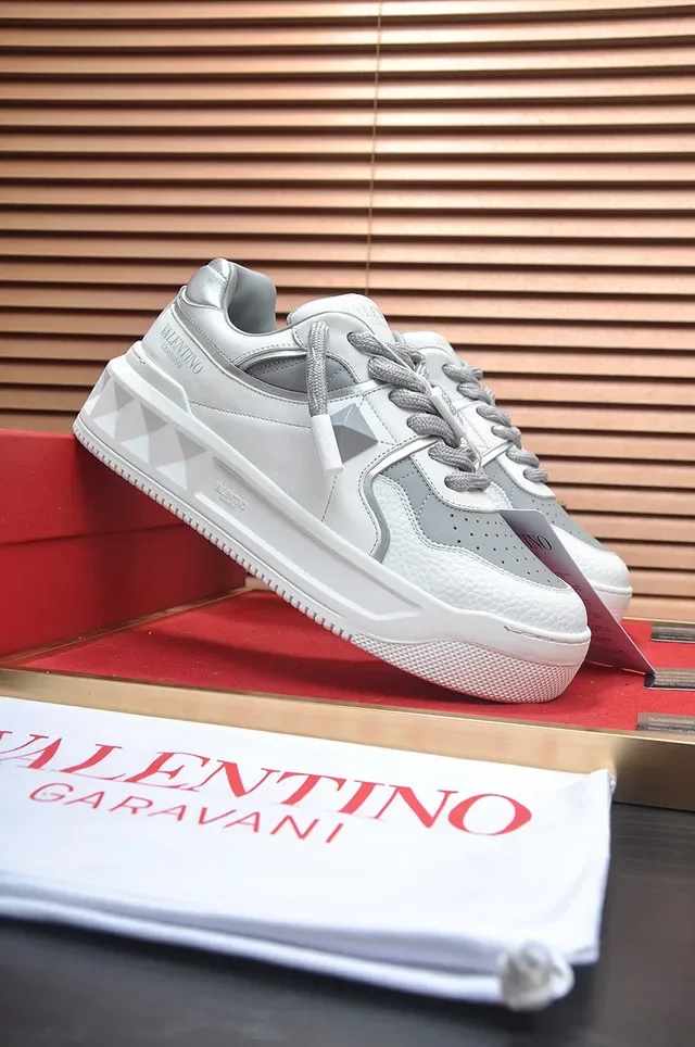 Valentino Rockstud White and Gray Lifestyle Sneakers 9