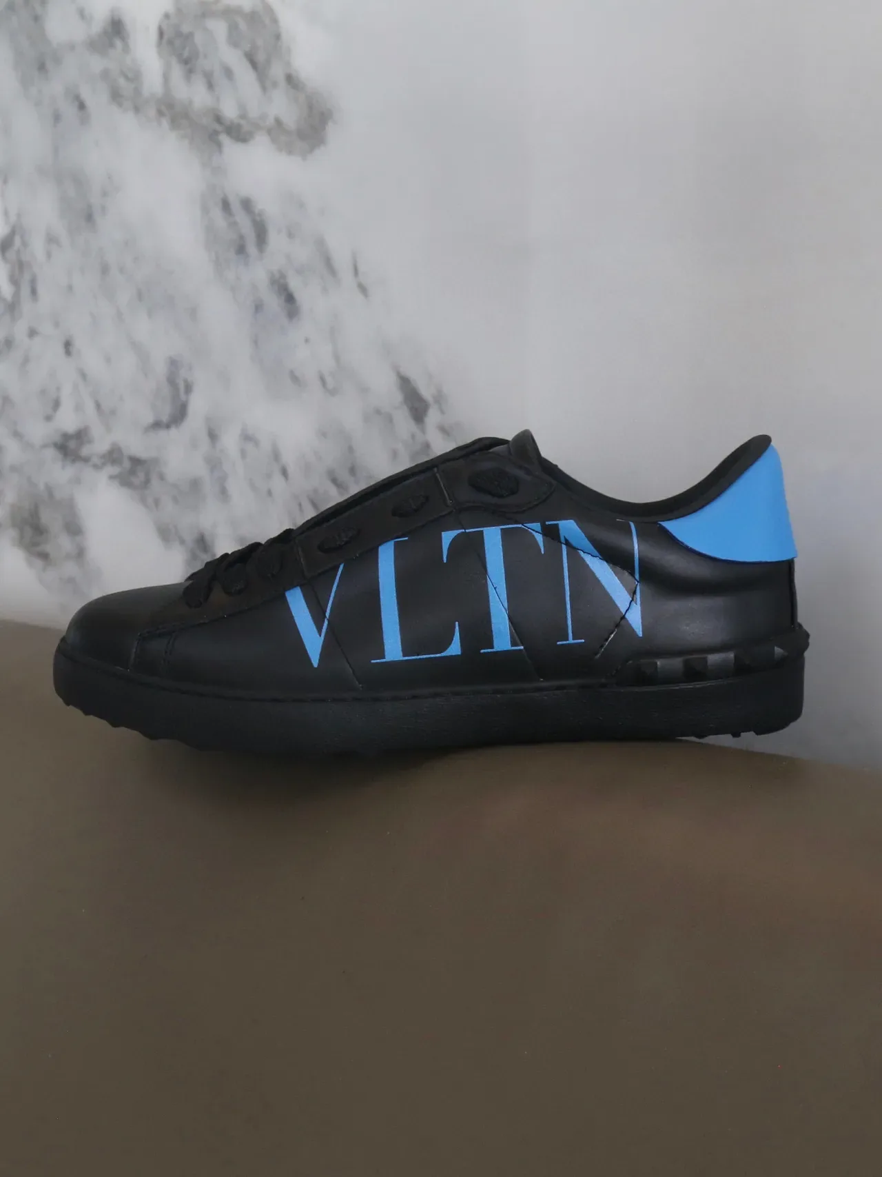 Valentino VLTN Black and Blue Leather Lifestyle Sneakers 6