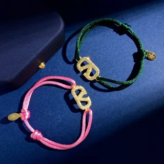 Valentino VLTN Pulsera de Cordón con Logo de Cristal