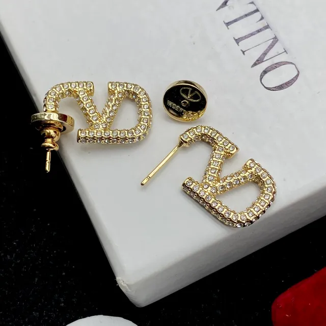 Valentino VLTN Pavé-Crystal Gold-Tone Geometric Stud Earrings 2