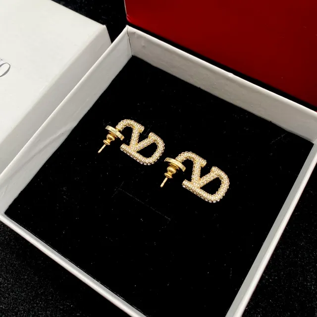 Valentino VLTN Pavé-Crystal Gold-Tone Geometric Stud Earrings 3