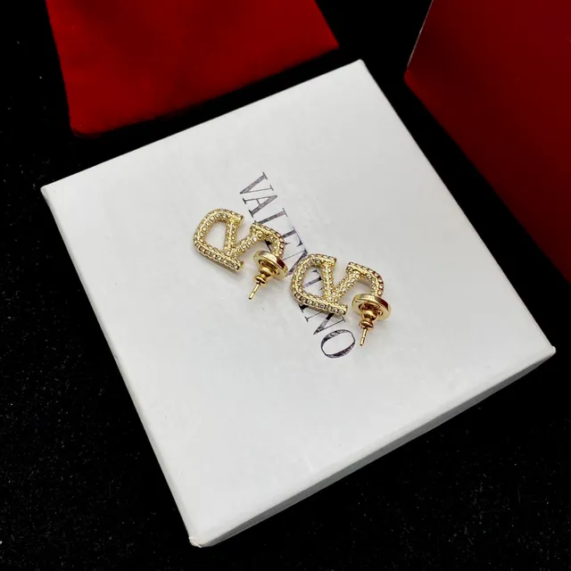 Valentino VLTN Pavé-Crystal Gold-Tone Geometric Stud Earrings 4