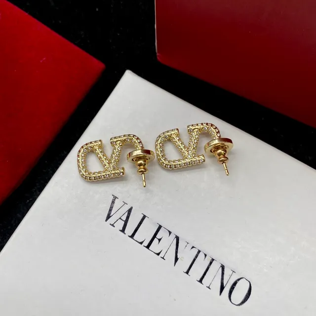 Valentino VLTN Pavé-Crystal Gold-Tone Geometric Stud Earrings 5