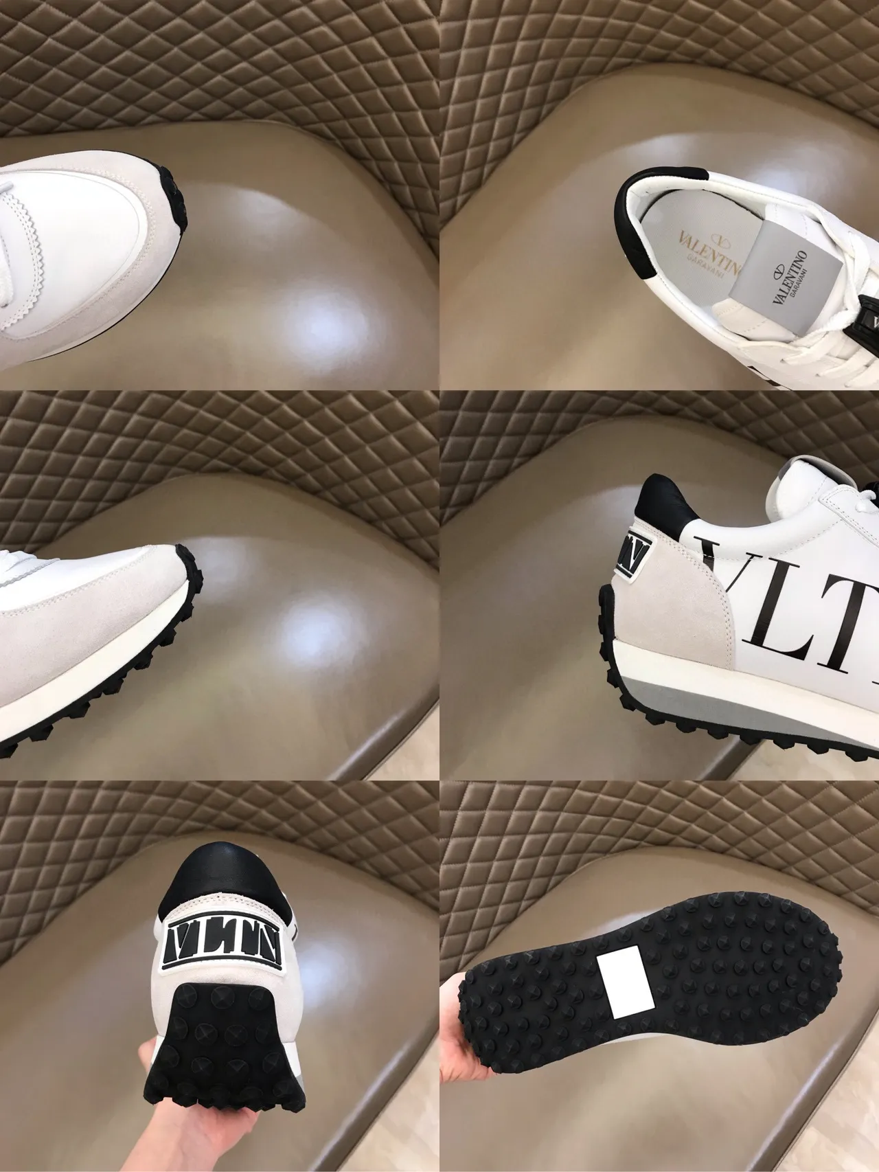 Valentino VLTN Blanc Beige Low-Top Sneakers Lifestyle en Matériau Mixte 2