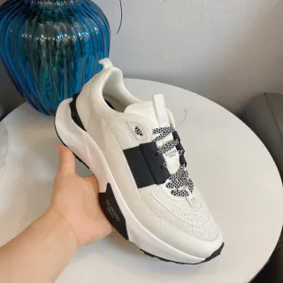 Valentino Branco Preto Chunky Plataforma Sola Malha Tricô Superior Lifestyle Sneakers