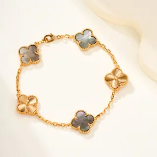 Van Cleef & Arpels Alhambra Five Motif Gold and Mother-of-Pearl Bracelet
