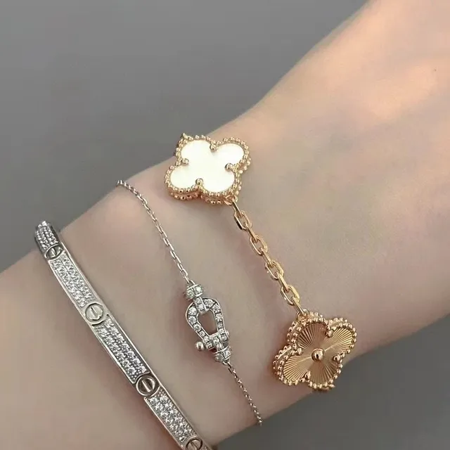 Van Cleef & Arpels Alhambra Cinq Motifs Or Rose Mère-de-Perle et Émail Guilloché Bracelet 2