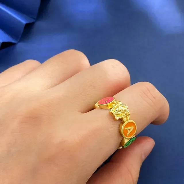 Versace Bague Alphabet Medusa Head Émail Lettre 5